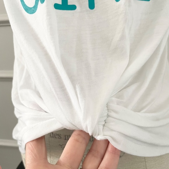 Horse Girl teal and white twist tie front soft t shirt short sleeve tee - Picture 4 of 7